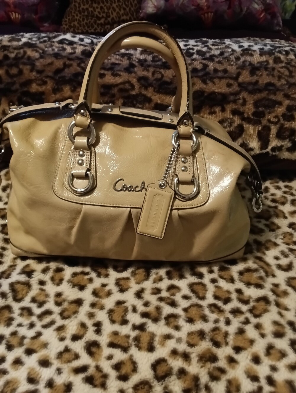 VINTAGE Coach Cream Leather Satchel with Silver Hardware